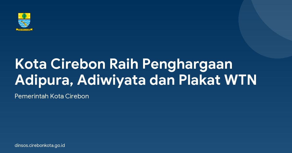 Kota Cirebon Raih Penghargaan Adipura, Adiwiyata dan Plakat WTN