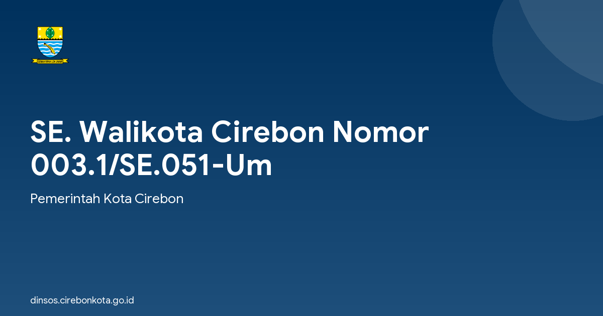 SE. Walikota Cirebon Nomor 003.1/SE.051-Um