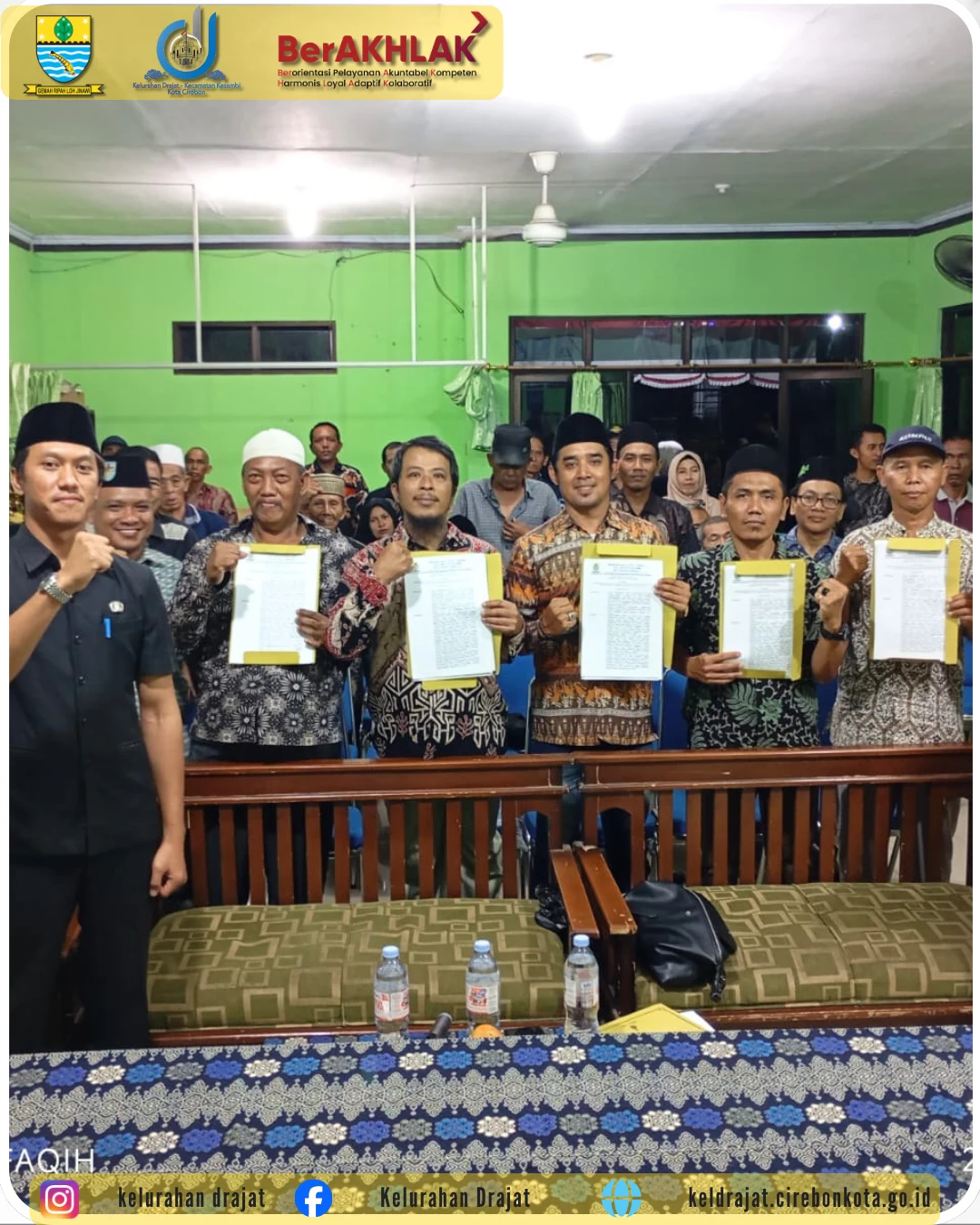 Pelantikan pengurus RT 01 sampai dengan RT 05 di lingkungan RW 02 Karangmulya, Kelurahan Drajat, Kecamatan Kesambi, Kota Cirebon